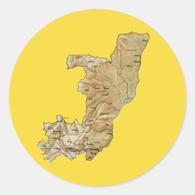 Autocollant de carte du Congo-Brazzaville (Devant)