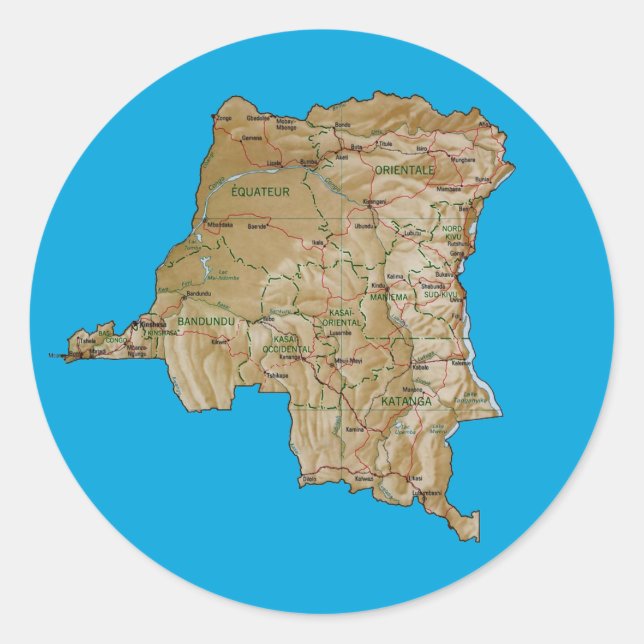 Autocollant de carte du Congo-Kinshasa (Devant)