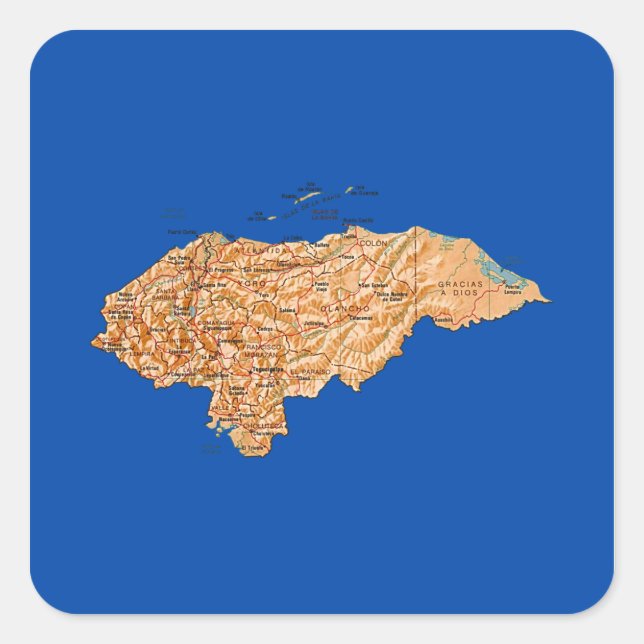 Autocollant de carte du Honduras (Devant)