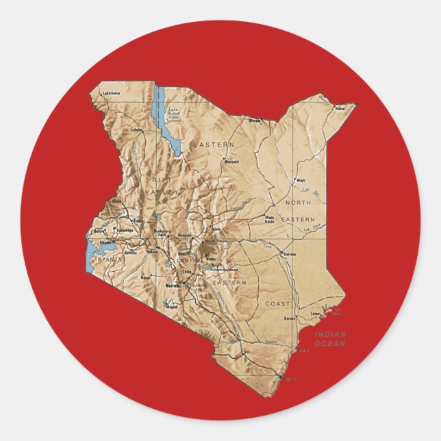 Autocollant de carte du Kenya (Devant)