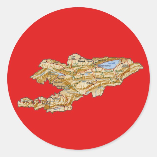 Autocollant de carte du Kirghizistan (Devant)