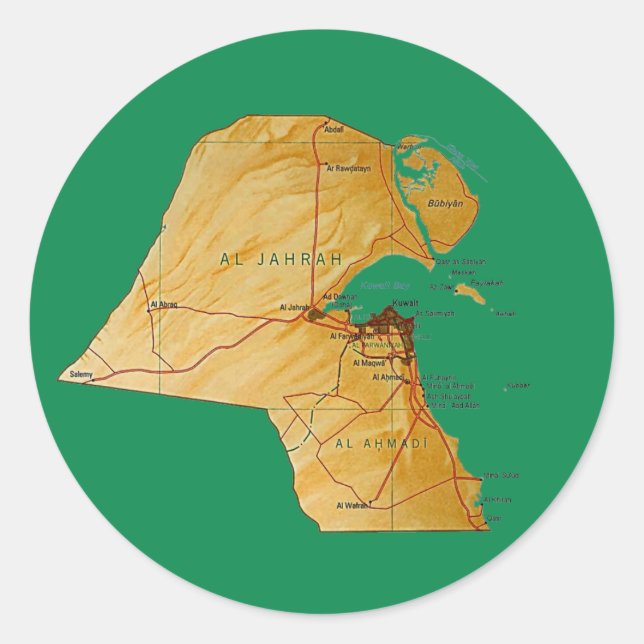 Autocollant de carte du Koweït (Devant)
