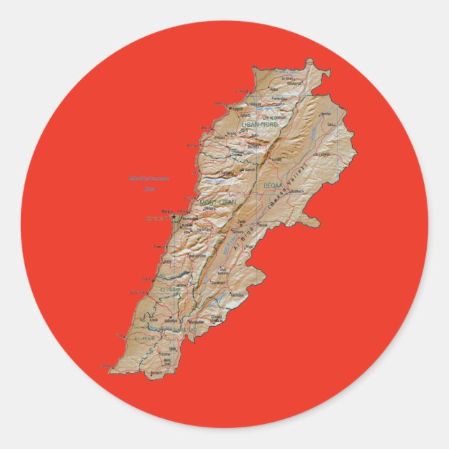 Autocollant de carte du Liban (Devant)