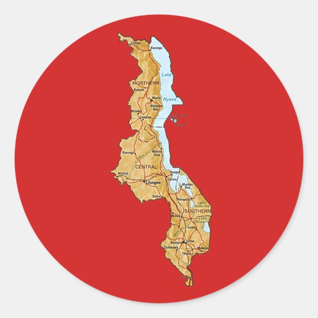 Autocollant de carte du Malawi (Devant)