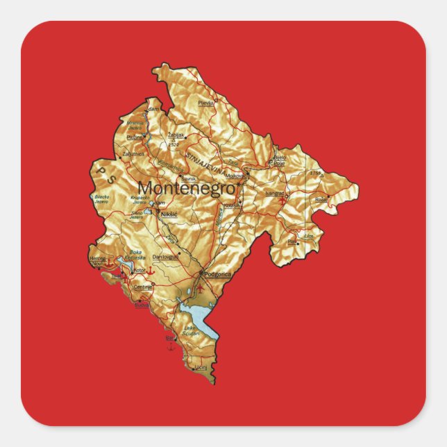 Autocollant de carte du Monténégro (Devant)