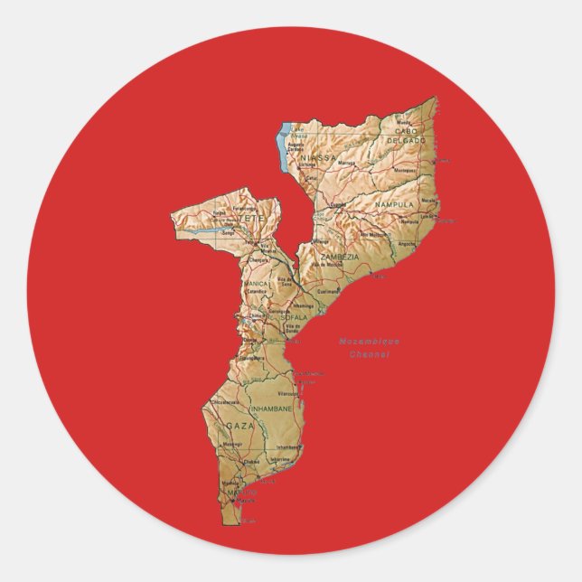 Autocollant de carte du Mozambique (Devant)