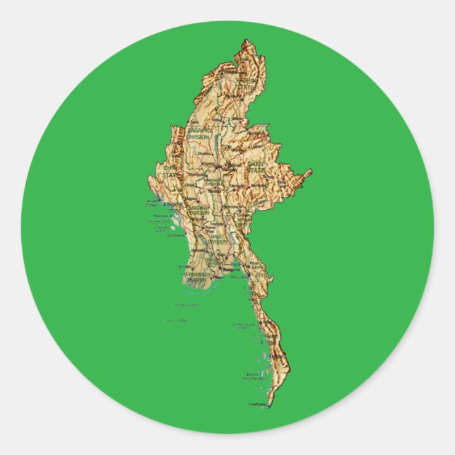 Autocollant de carte du Myanmar (Devant)