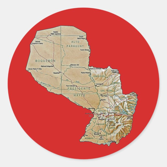 Autocollant de carte du Paraguay (Devant)