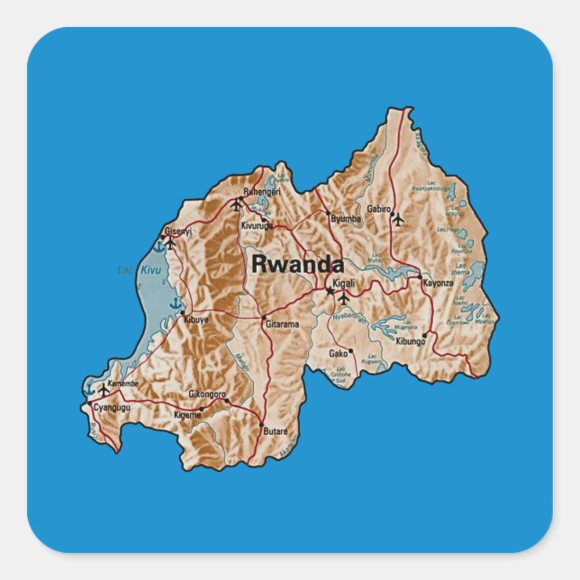 Autocollant de carte du Rwanda (Devant)