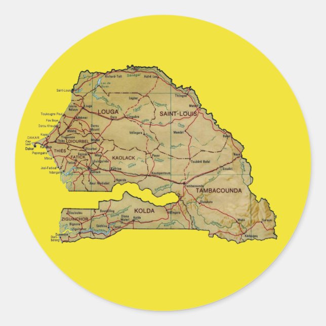 Autocollant de carte du Sénégal (Devant)