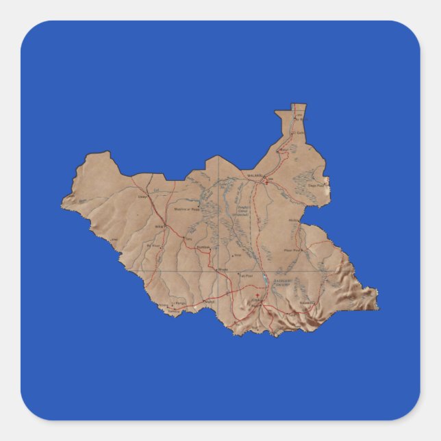 Autocollant de carte du Soudan du Sud (Devant)
