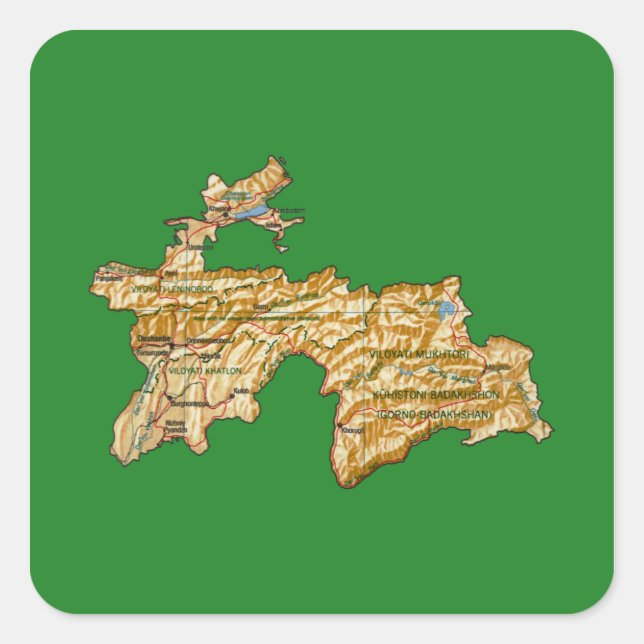 Autocollant de carte du Tadjikistan (Devant)