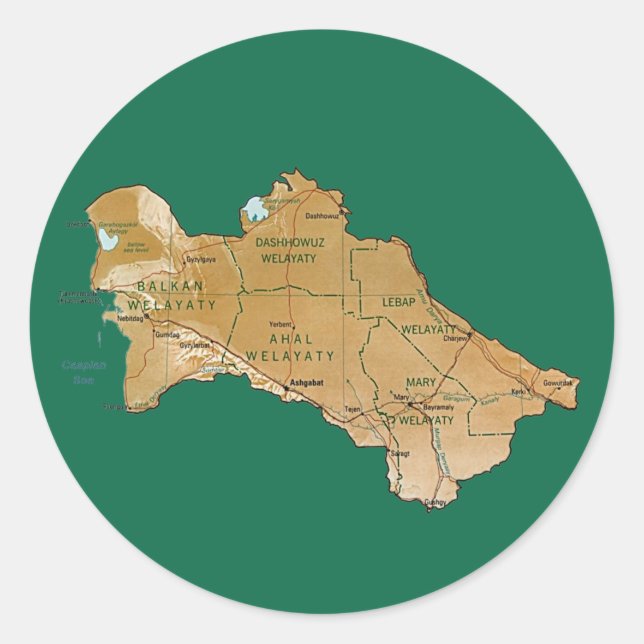 Autocollant de carte du Turkménistan (Devant)