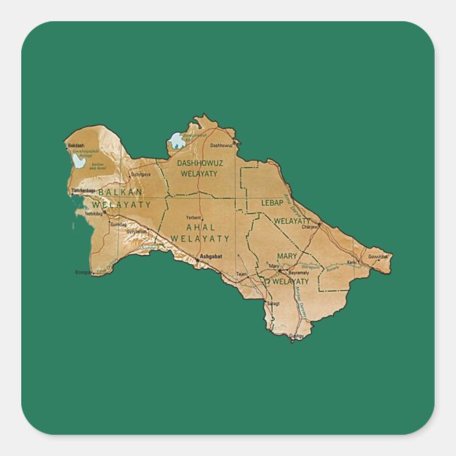 Autocollant de carte du Turkménistan (Devant)