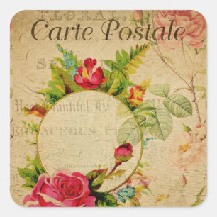 Autocollant de carte postale française