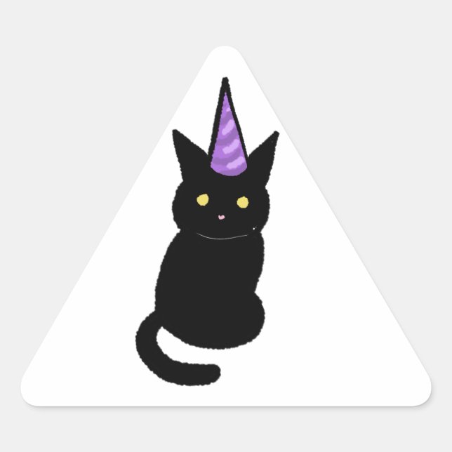 Autocollant de célébration de chat noir (Devant)