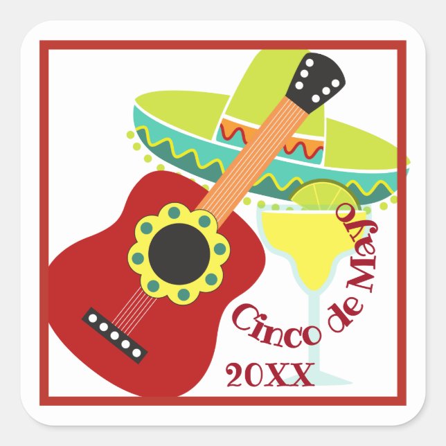 Autocollant de célébration de Cinco de Mayo (Devant)