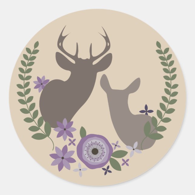 Autocollant de cerfs floraux pourpre (Devant)