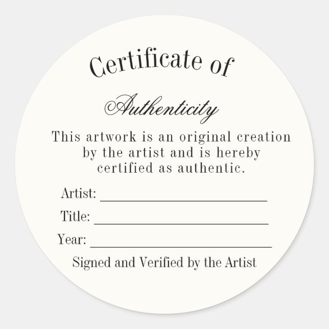 Autocollant de certificat d'authenticité de luxe | (Devant)