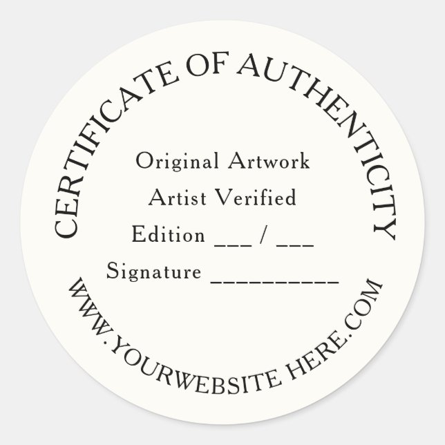 Autocollant de Certificat d'Authenticité Luxe | Iv (Devant)