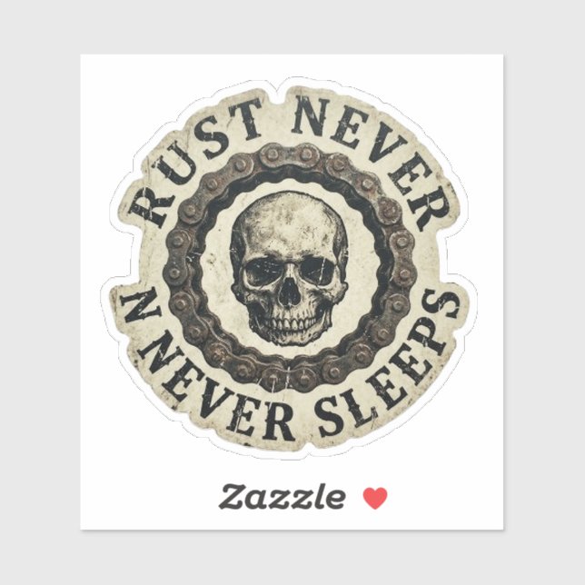 Autocollant de chaîne de moto "Rust Never Sleeps" (Feuille)