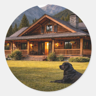 Autocollant de chalet de montagne rustique