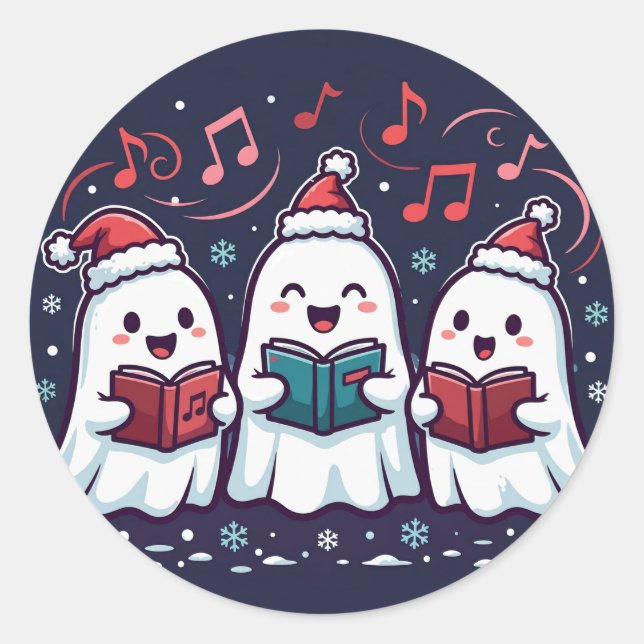 Autocollant de chanteurs de Noël fantômes (Devant)