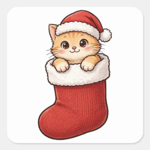 Autocollant de chapeau de Père Noël de bas de Noël