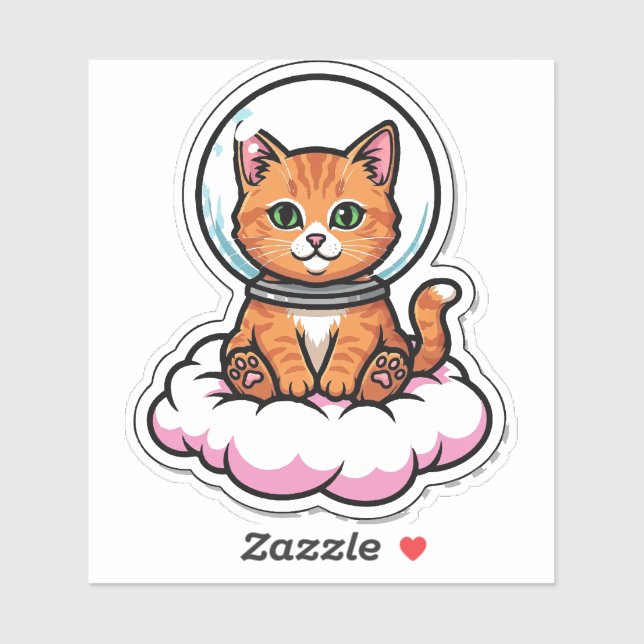 Autocollant de chat astronaute Kawaii mignon - Spa (Feuille)