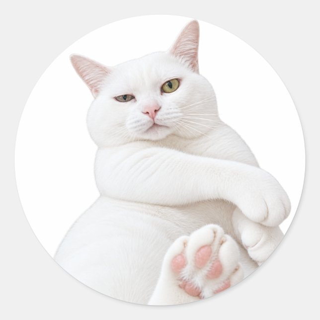 Autocollant de chat blanc drôle – Joli chat grinch (Devant)