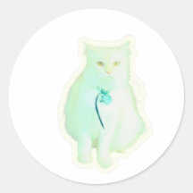 Autocollant de chat blanc majestueux, élégant chat