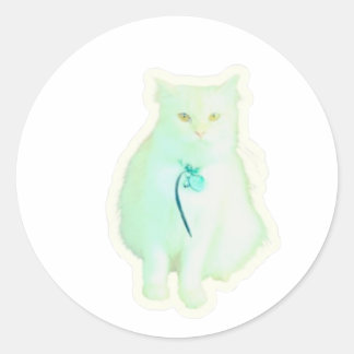 Autocollant de chat blanc majestueux, élégant chat