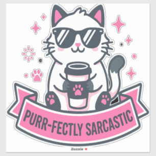 Autocollant de chat blanc sarcastiquement parfait
