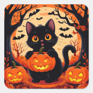 Autocollant de chat citrouille d'Halloween pour dé