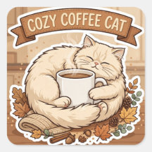 Autocollant de chat de café cosy Cadeau pour amate