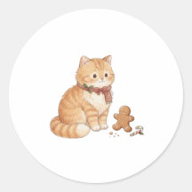 Autocollant de chat de Noël au pain d'épices migno