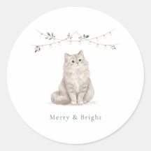 Autocollant de chat de Noël Merry and Bright