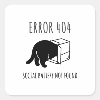Autocollant de chat drôle Erreur 404 Batterie soci