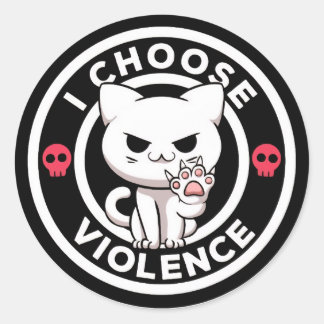 Autocollant de chat drôle Je choisis la violence