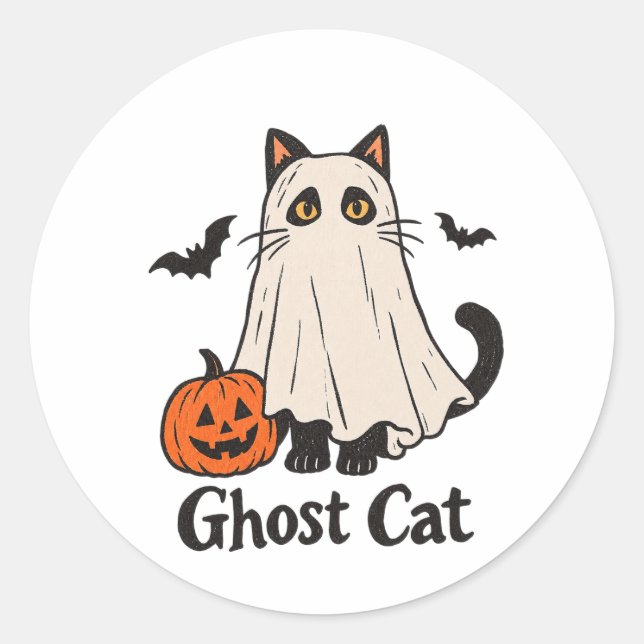 Autocollant de chat fantôme effrayant | Chat fantô (Devant)