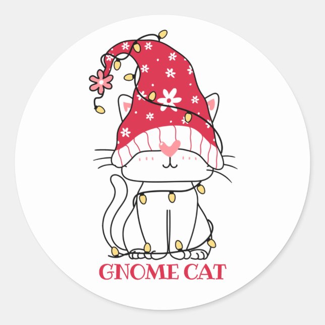 Autocollant de chat gnome mignon (Devant)
