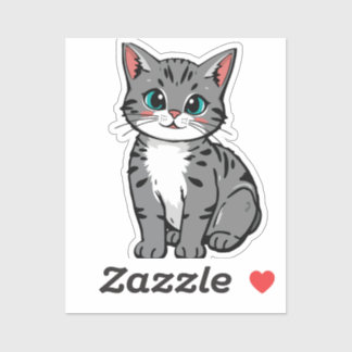 Autocollant de chat gris mignon - Kit de dessin an