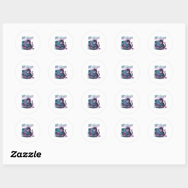 Autocollant de chat hacker Rétro vibrant 90 (Feuille)