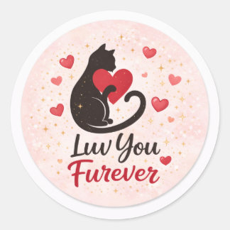 Autocollant de chat Luv You Furever – Rose avec de