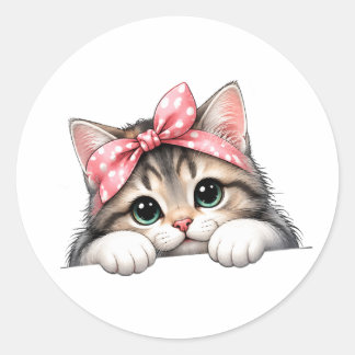 Autocollant de chat mignon – Chat adorable avec un