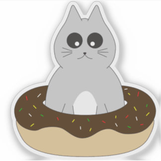Autocollant de chat mignon ; Chaton coincé dans un