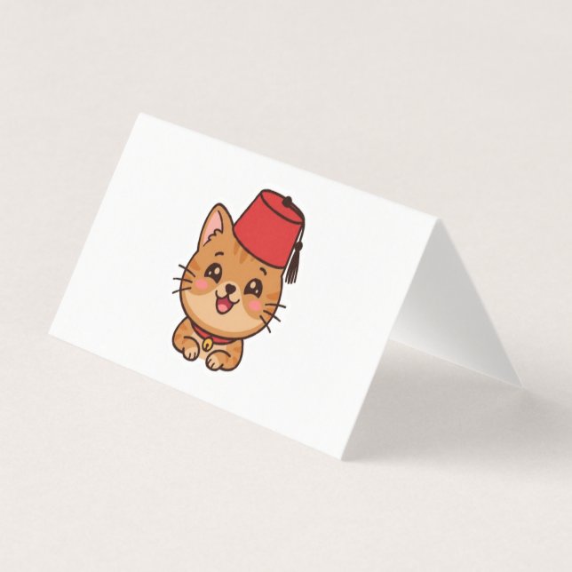 Autocollant de chat mignon Kawaii casquette maroca (Front)