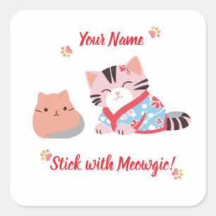 Autocollant de chat mignon Kawaii personnalisé C