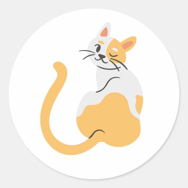 Autocollant de chat mignon orange et blanc  (Devant)