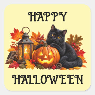 Autocollant de chat noir pour un joyeux Halloween